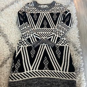 Black and white abstract sweater dress